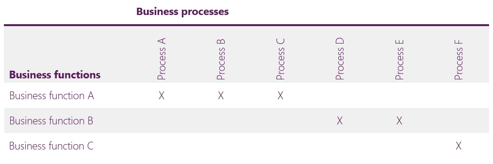 Business Function/Business Process Matrix